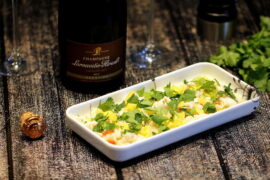 Nytår: Snack til champagne - ceviche af kulmule med mango og chili