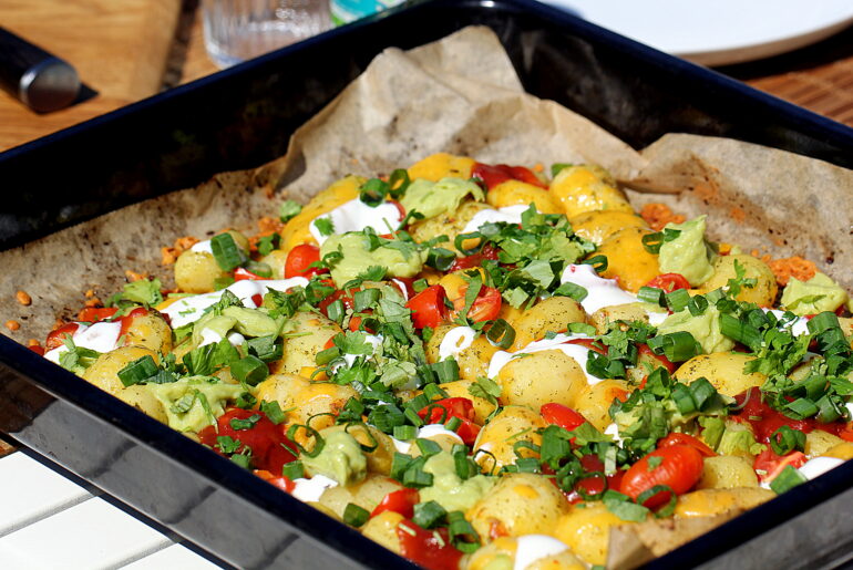 "Kartoffel-nachos" på grillen - perfekt til en hyggeaften